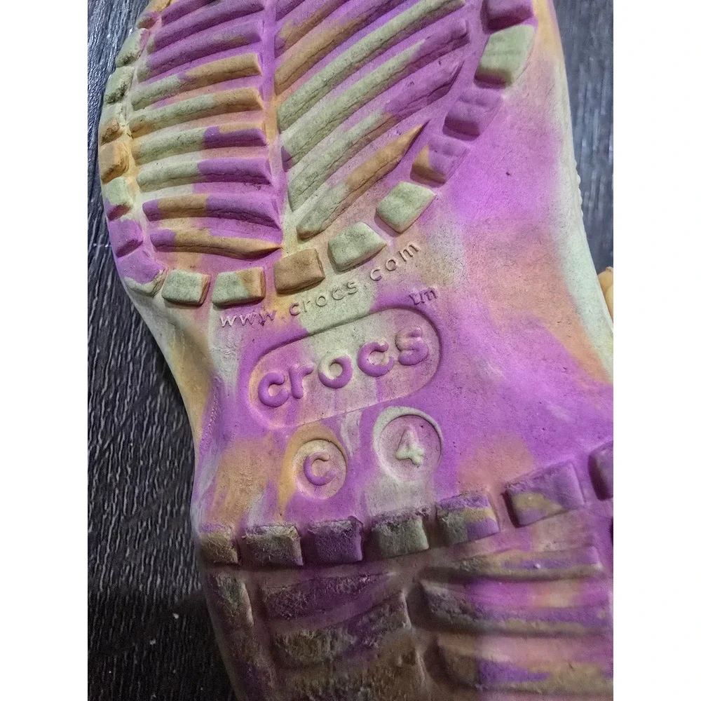 Crocs Toddler Classic Clogs Tie Dye Pink Yellow Orange Size C4 Slip On Shoes
